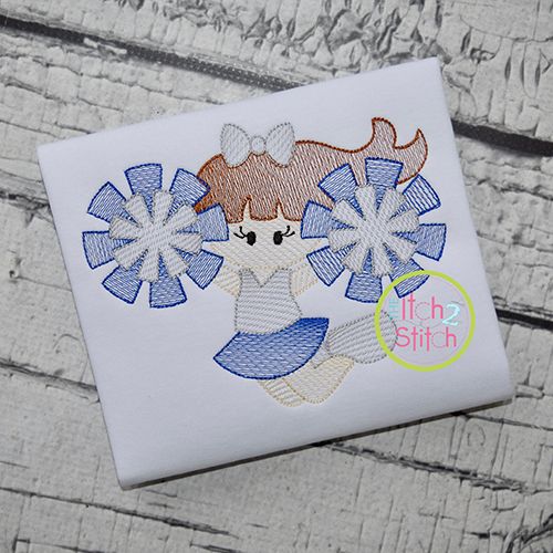 Cheerleader Jumping Sketch Embroidery | Machine Embroidery Designs by JuJu