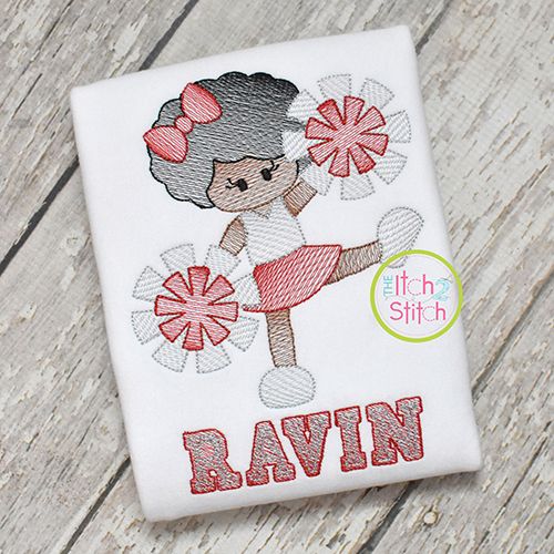 Cheerleader Kicking 2 Sketch | Machine Embroidery Designs by JuJu