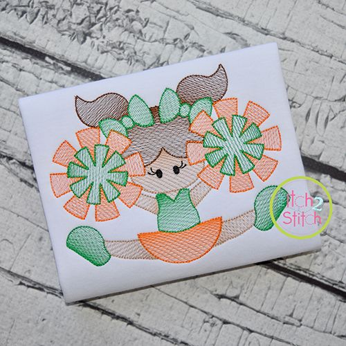 Cheerleader Splits Sketch Embroidery | Machine Embroidery Designs by JuJu