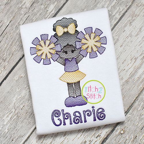 Cheerleader Standing 2 Sketch | Machine Embroidery Designs by JuJu