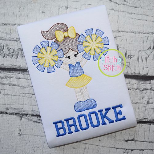 Cheerleader Standing Sketch Embroidery | Machine Embroidery Designs by JuJu