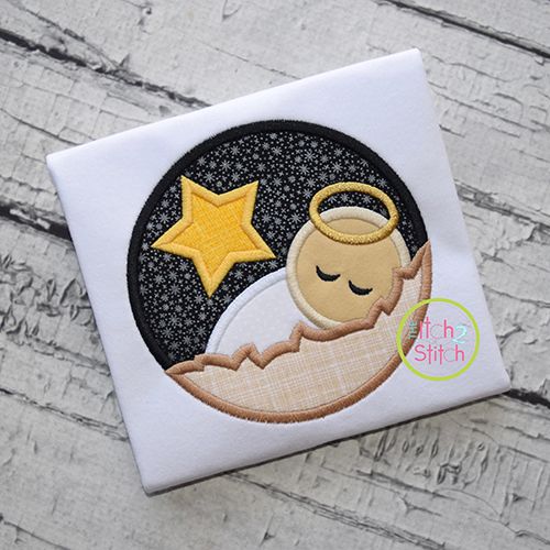 Manger Circle Applique | Machine Embroidery Designs by JuJu