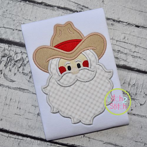 Cowboy Santa Face Applique | Machine Embroidery Designs by JuJu