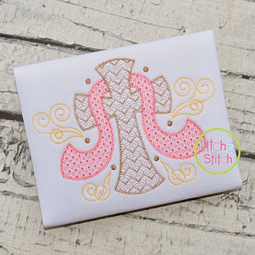 Itch 2 Stitch Cross with Sash Swirls Motif Digital Embroidery Machine Designs by JuJu