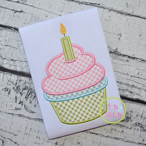 Cupcake with Candle Applique | Machine Embroidery Designs by JuJu