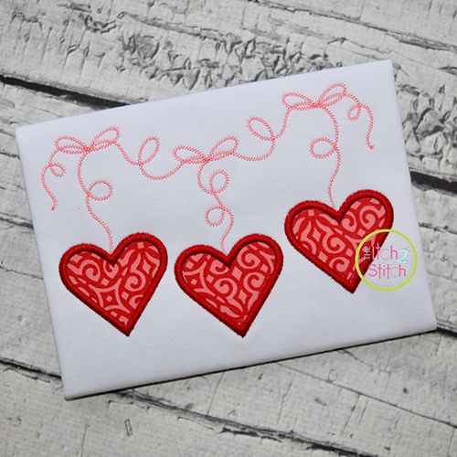 Dangling Hearts Applique | Machine Embroidery Designs by JuJu
