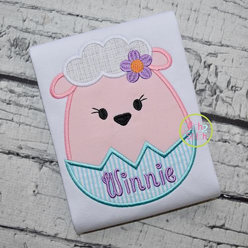 Egg Shaped Lamb Girl Applique | Machine Embroidery Designs by JuJu