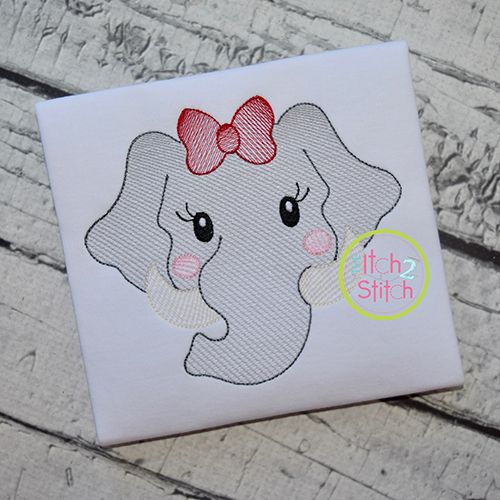 Elephant Face Girl Sketch Embroidery | Machine Embroidery Designs by JuJu