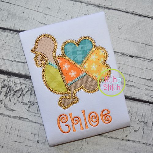 Fancy Patchwork Turkey Applique | Machine Embroidery Designs by JuJu