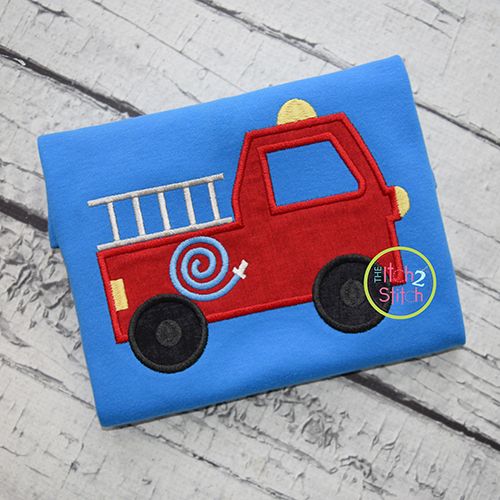 Firetruck Applique | Machine Embroidery Designs by JuJu