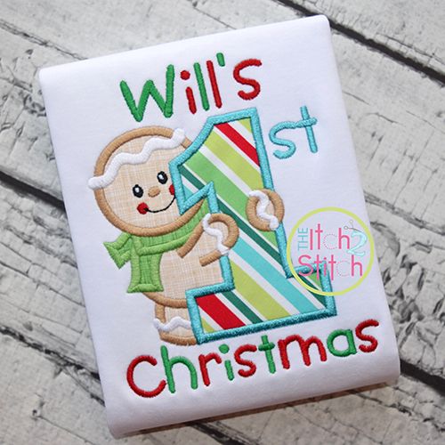 First Christmas Gingerbread Applique | Machine Embroidery Designs by JuJu