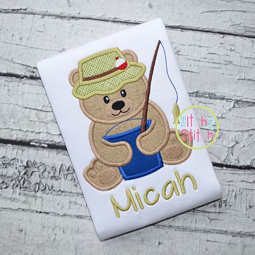 Fishing Bear 2 Applique | Machine Embroidery Designs by JuJu