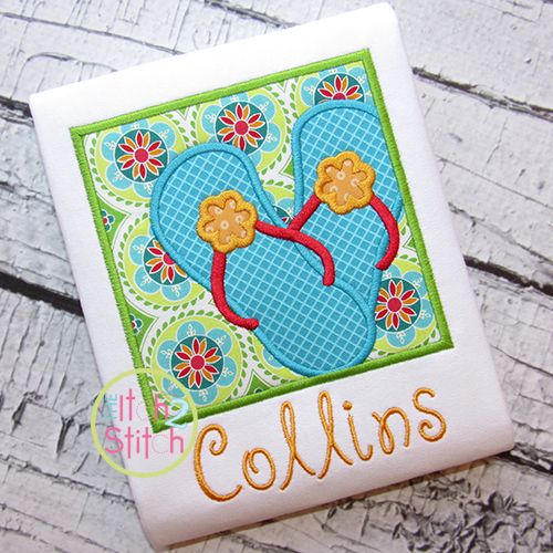 Flip Flop Box Applique | Machine Embroidery Designs by JuJu