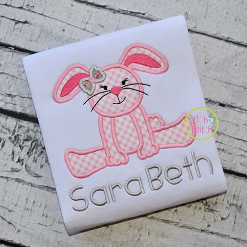 Floppy Bunny Girl Applique | Machine Embroidery Designs by JuJu