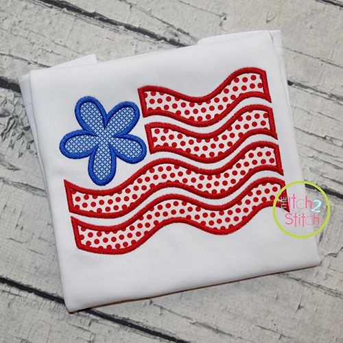 Flower Flag Applique | Machine Embroidery Designs by JuJu