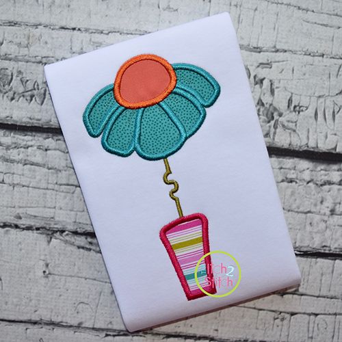 Flower Vase Applique | Machine Embroidery Designs by JuJu