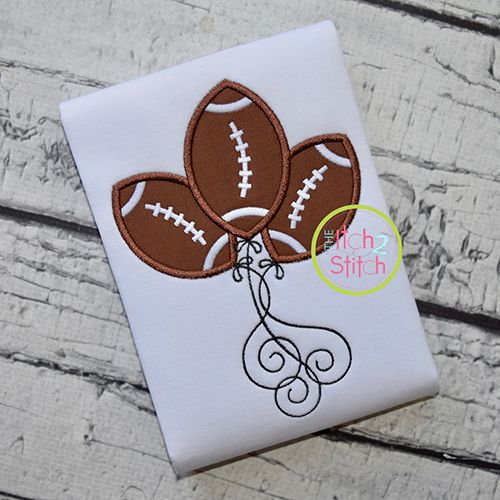 Football Balloons Applique | Machine Embroidery Designs by JuJu
