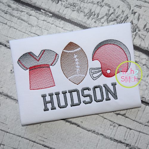 Football Trio Sketch Embroidery | Machine Embroidery Designs by JuJu