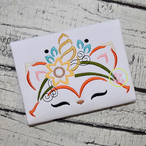 Fox Unicorn Horn Embroidery | Machine Embroidery Designs by JuJu
