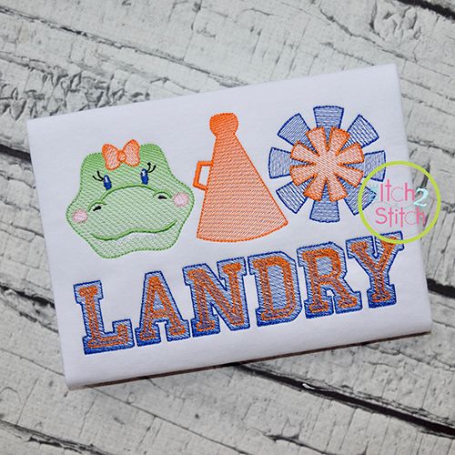 Gator Cheer Trio Sketch Embroidery | Machine Embroidery Designs by JuJu