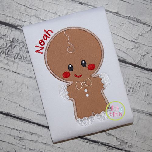 Fancy Gingerbread Boy Applique | Machine Embroidery Designs by JuJu