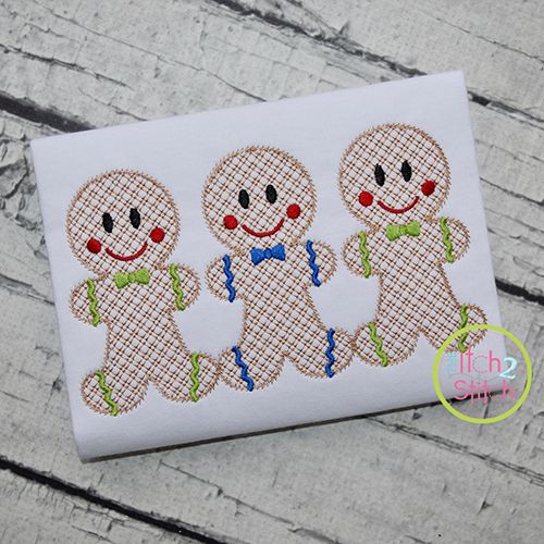 Gingerbread Boy Trio Motif Embroidery | Machine Embroidery Designs by JuJu
