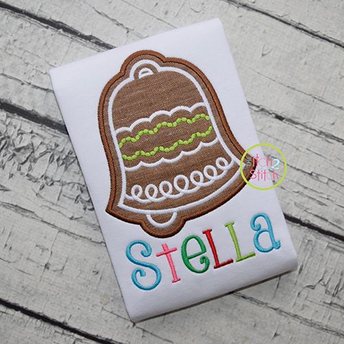 Gingerbread Cookie Bell Applique | Machine Embroidery Designs by JuJu