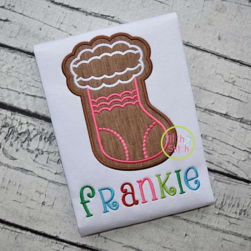 Gingerbread Cookie Girly Stocking Applique | Machine Embroidery Designs by JuJu