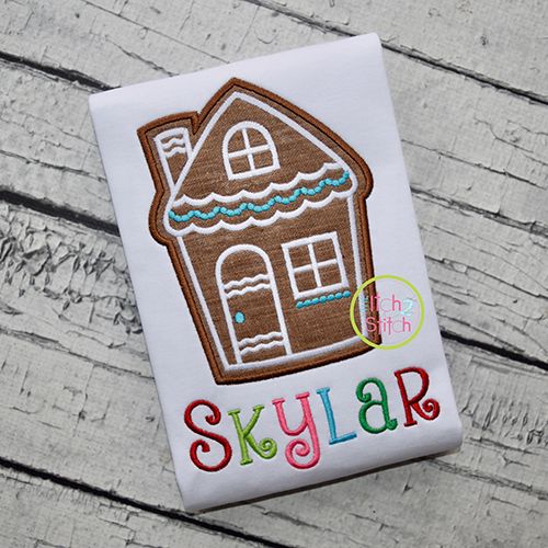 Gingerbread Cookie House Applique | Machine Embroidery Designs by JuJu