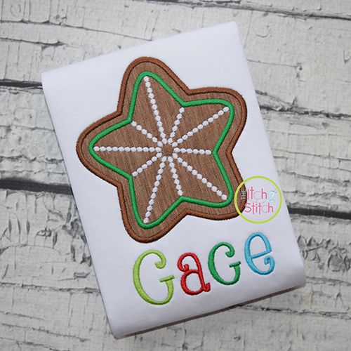 Gingerbread Cookie Star Applique | Machine Embroidery Designs by JuJu