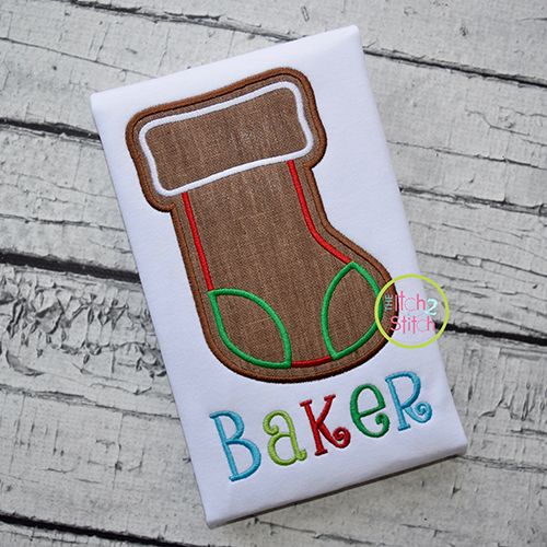 Gingerbread Cookie Stocking Applique | Machine Embroidery Designs by JuJu