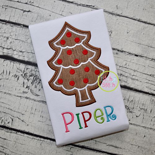 Gingerbread Cookie Tree Applique | Machine Embroidery Designs by JuJu