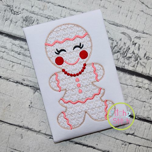 Gingerbread Girl Motif Embroidery | Machine Embroidery Designs by JuJu