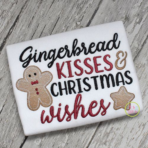 Gingerbread Kisses and Christmas Wishes Embroidery | Machine Embroidery Designs by JuJu