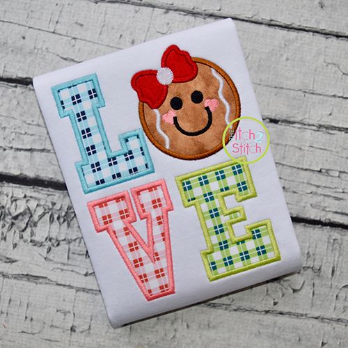Gingerbread Girl LOVE Applique | Machine Embroidery Designs by JuJu