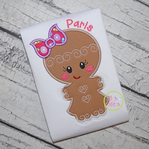 Fancy Gingerbread Girl Applique | Machine Embroidery Designs by JuJu