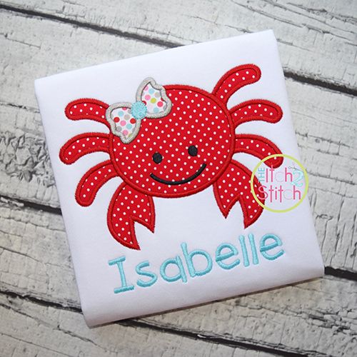 Girly Crab Applique | Machine Embroidery Designs by JuJu