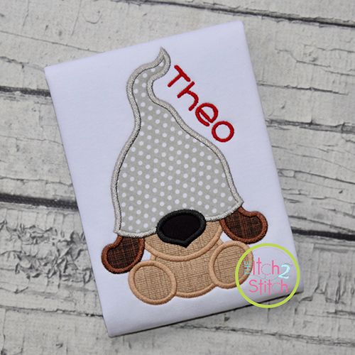 Gnome Dog Applique Design | Machine Embroidery Designs by JuJu