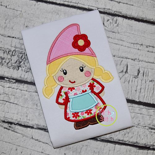 Gnome Girl Applique | Machine Embroidery Designs by JuJu