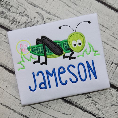 Grasshopper in Grass Applique | Machine Embroidery Designs by JuJu