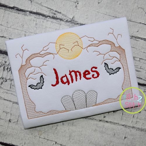 Halloween Trees Frame Sketch Embroidery | Machine Embroidery Designs by JuJu