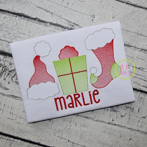 Hat Gift Sock Trio Sketch Embroidery | Machine Embroidery Designs by JuJu