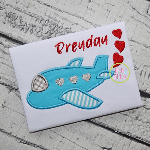 Heart Airplane Applique | Machine Embroidery Designs by JuJu