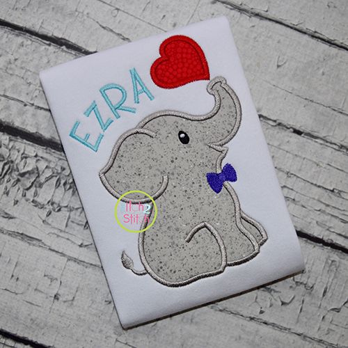 Elephant Blowing Heart Boy Applique | Machine Embroidery Designs by JuJu
