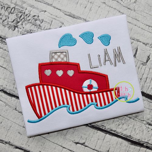 Heart Boat Applique | Machine Embroidery Designs by JuJu