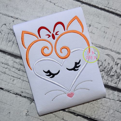 Heart Fox Face Embroidery | Machine Embroidery Designs by JuJu