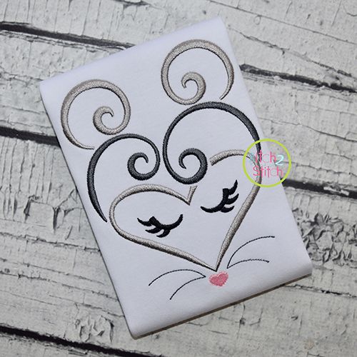 Heart Mouse Face Embroidery | Machine Embroidery Designs by JuJu