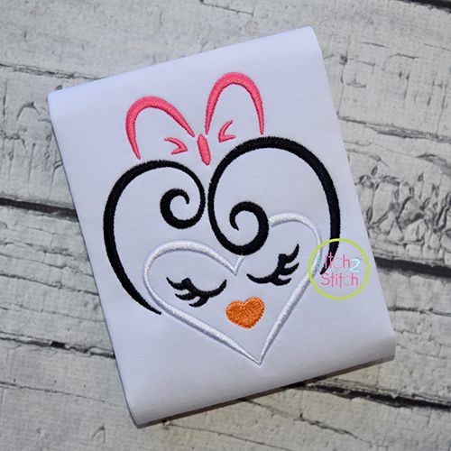 Heart Penguin Face Embroidery | Machine Embroidery Designs by JuJu