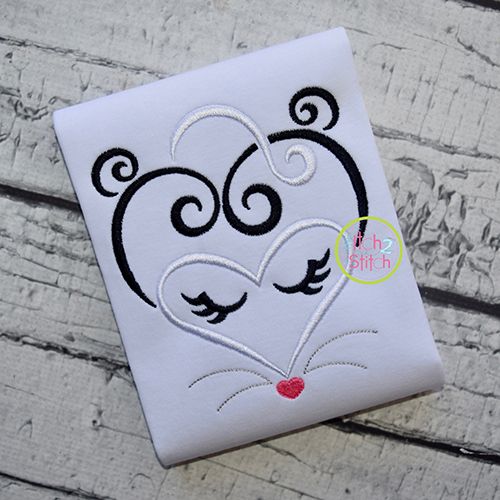 Heart Skunk Face Embroidery | Machine Embroidery Designs by JuJu