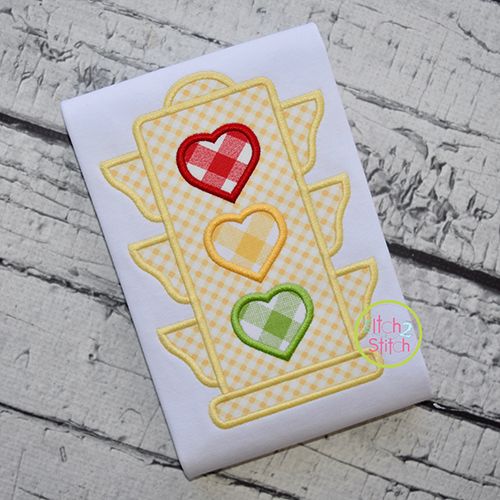 Heart Traffic Light Applique | Machine Embroidery Designs by JuJu